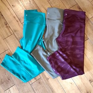 Old Navy Powersoft/Elevate Active Leggings Set - Jade GREEN, Olive, and Burgundy